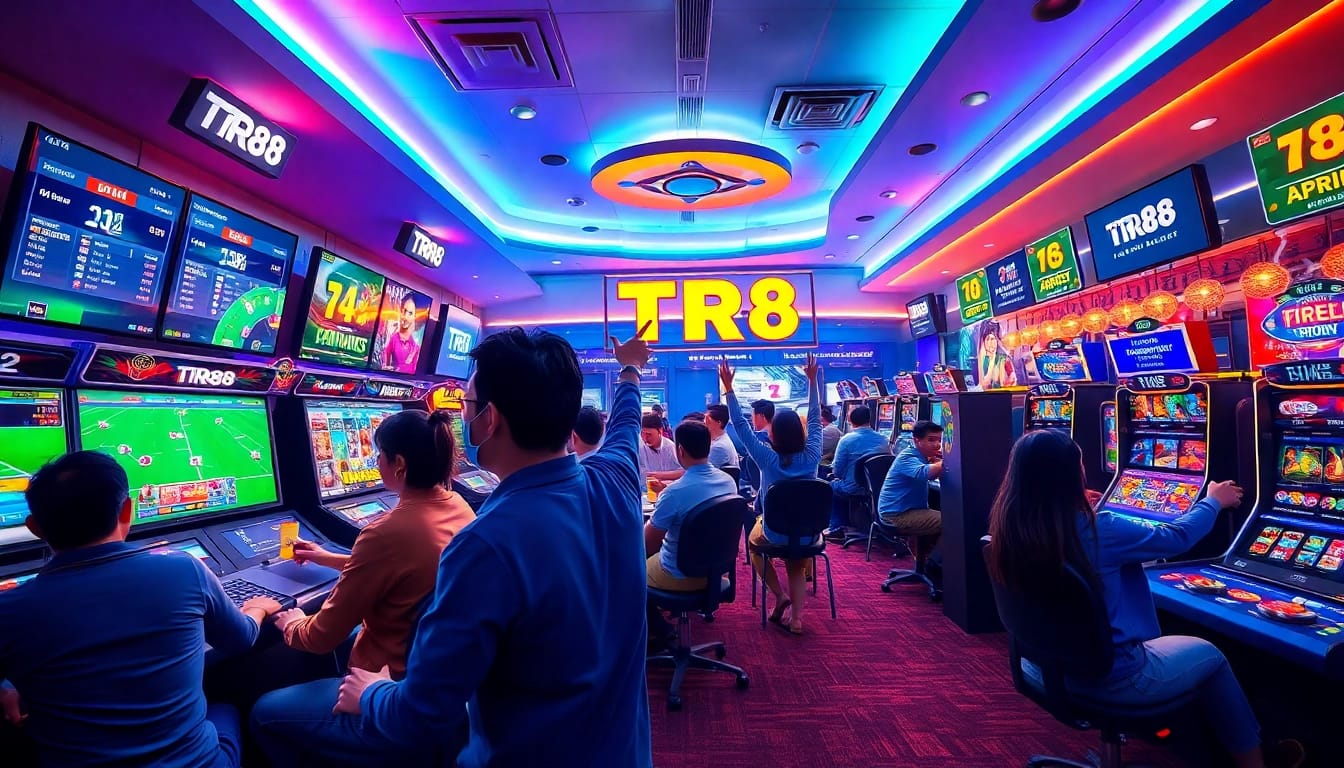 TR88 online gaming platform showcasing diverse games and player excitement.