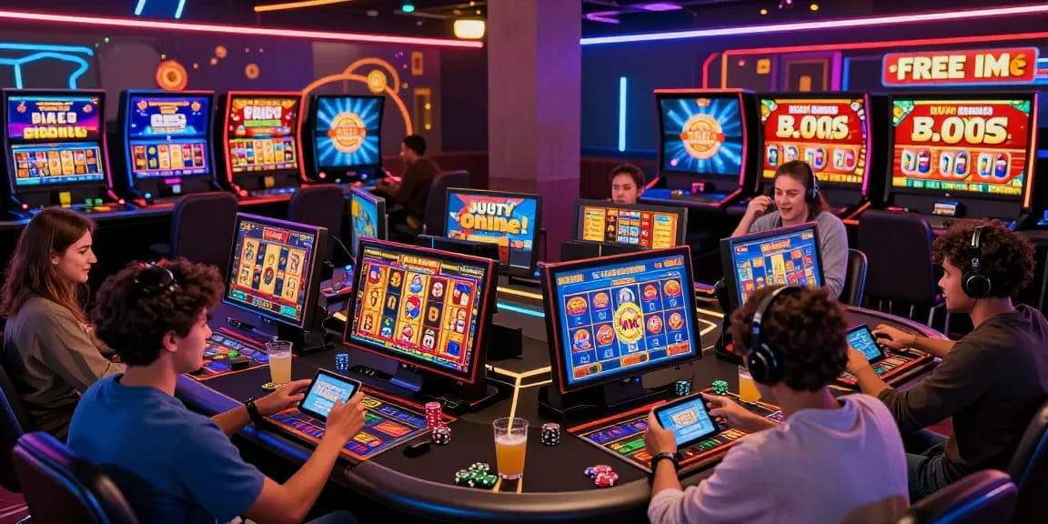 Players exploring new online slot sites in a vibrant virtual casino setting filled with interactive games and excitement.