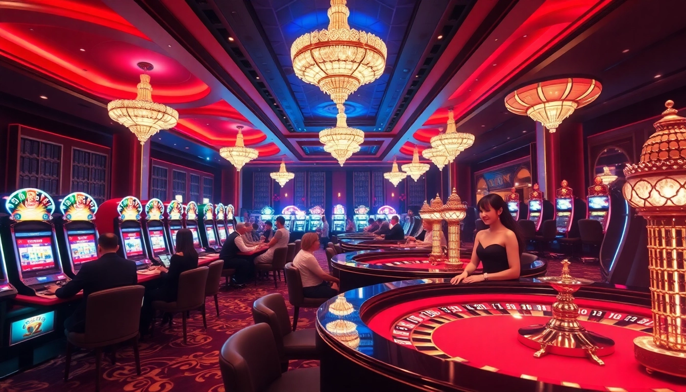 Players enjoying casino games at https://thabet77.sa.com/ with vibrant atmosphere and professional dealers.
