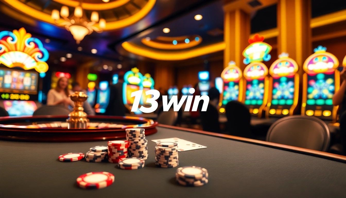 Experience thrilling gameplay at 13win with vibrant casino tables and slot machines.