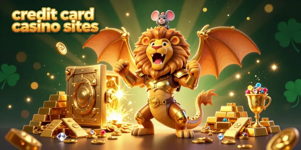 Experience the thrill of credit card casino sites with our immersive 3D illustration showcasing rich treasures and excitement.