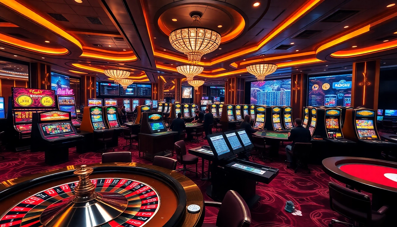 Rikvip players engaging in thrilling online casino games amidst a luxurious virtual setting.