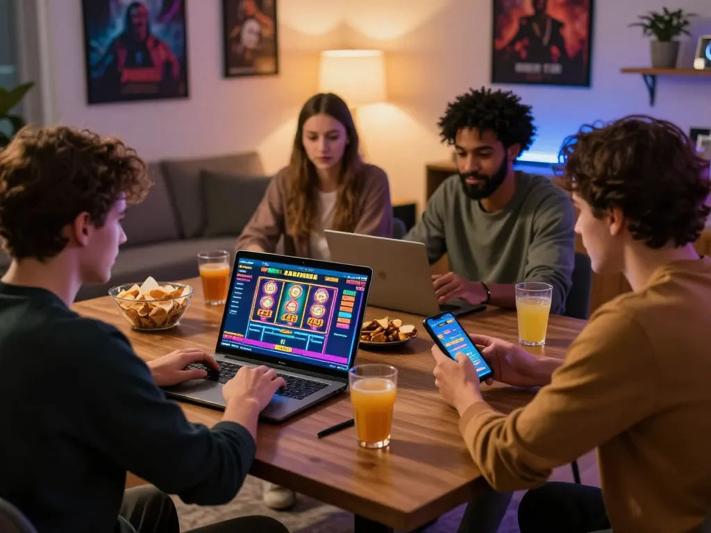 BJ888 gaming experience with friends enjoying online betting and colorful animations.