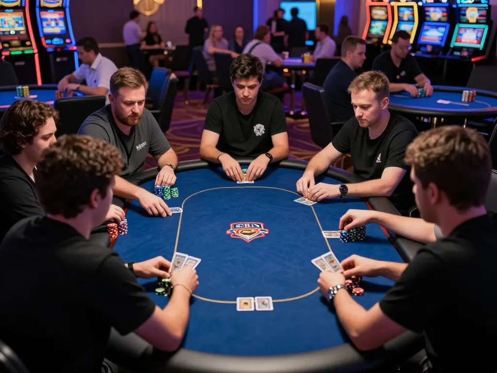 may88 đăng nhập for players engaging in a high-stakes poker tournament, showcasing dynamic gameplay and strategic interaction