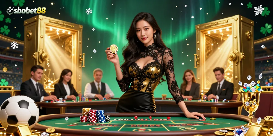 Engage in sbobet88 sports betting with breathtaking visuals of golden chips and high-stakes action.