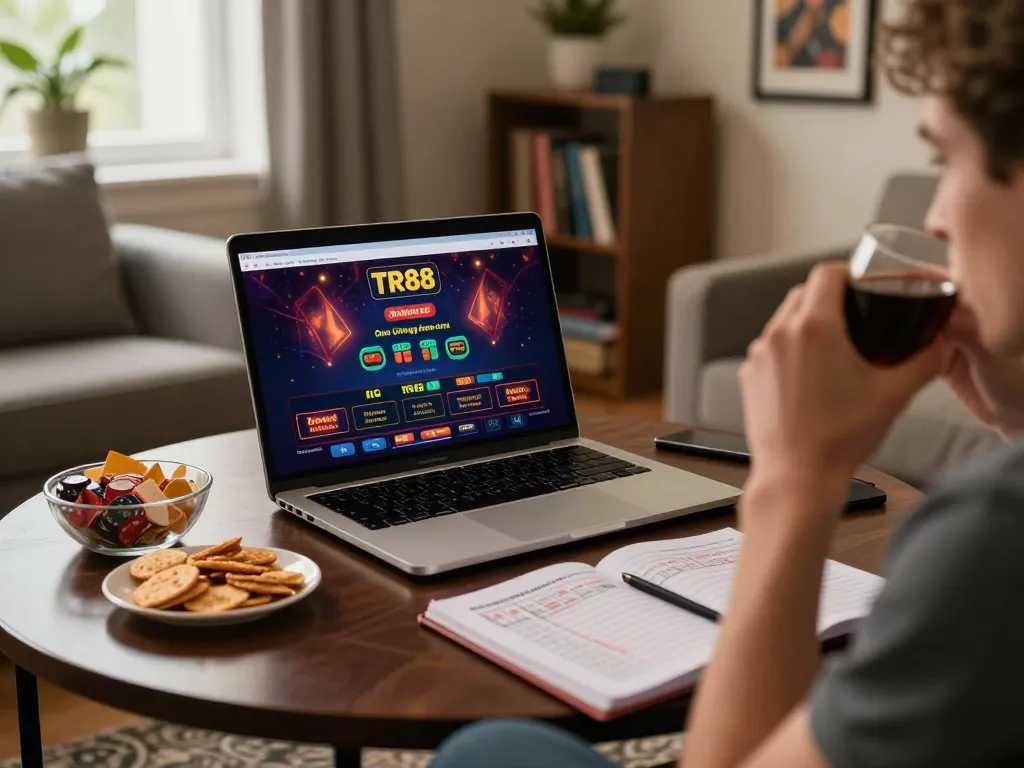 Engaging online gaming session at TR88 with strategic betting notes on the table.