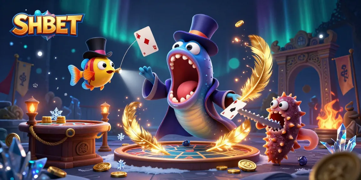 Experience thrilling SHBET games with bioluminescent characters in a vibrant casino scene.