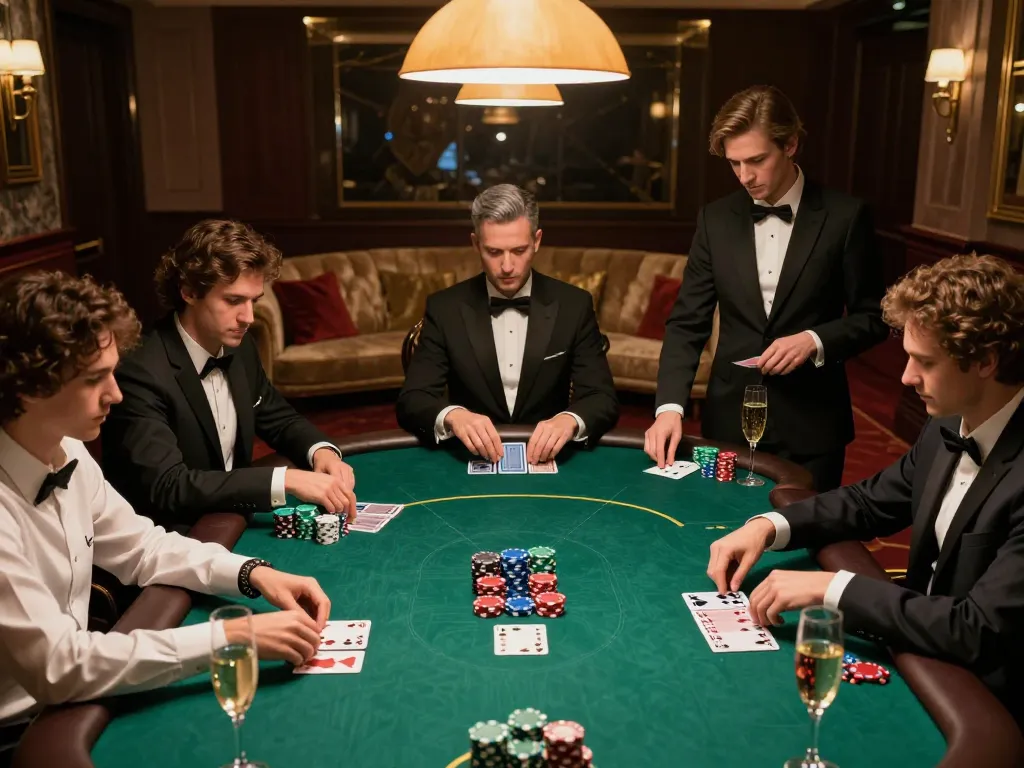 Players engaging in a high-stakes poker game at Lode88 casino, showcasing strategy and excitement.
