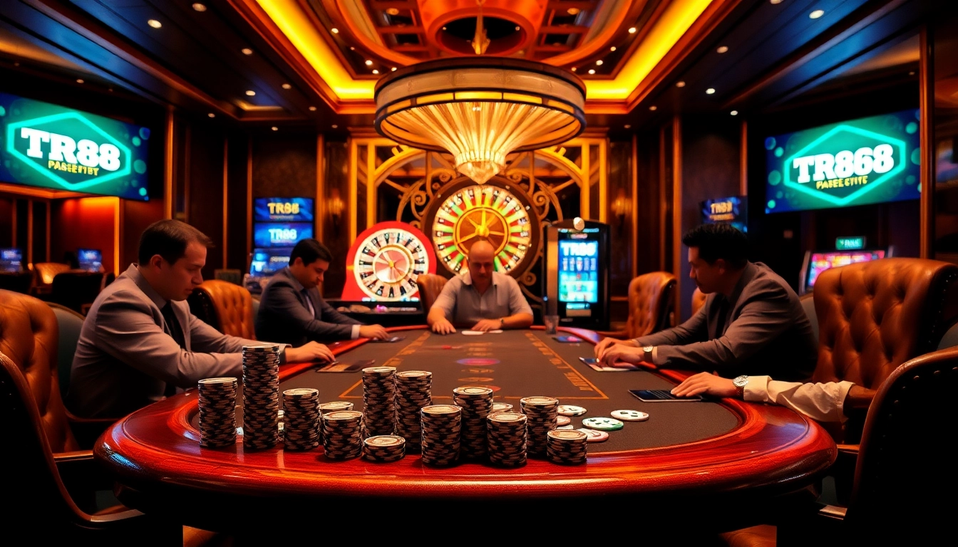 Experience the thrill of gambling at TR88's elite poker tables, featuring high-stakes action.