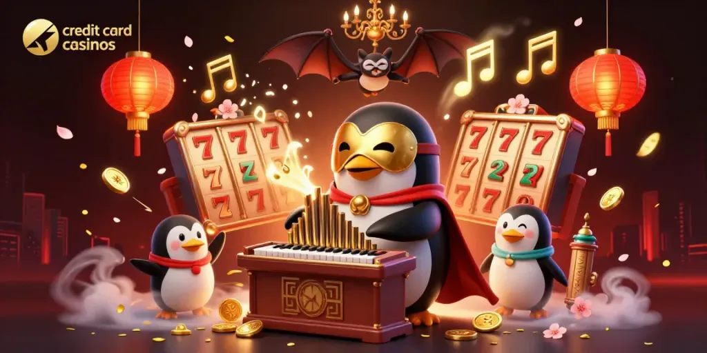 Experience thrilling gameplay at credit card casinos featuring vibrant 3D characters and dynamic slot elements.