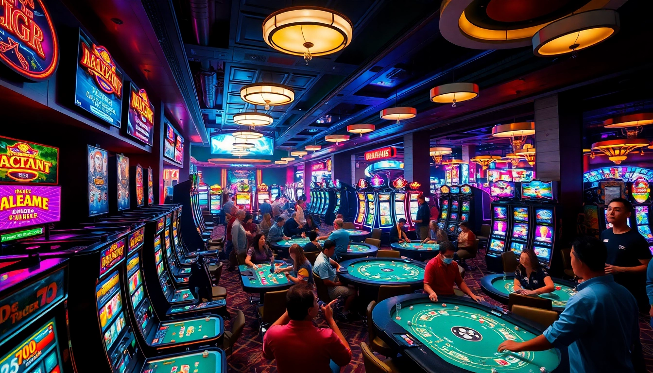 Experience the vibrant atmosphere of AT99娛樂 with excited gamers at lively casino tables.