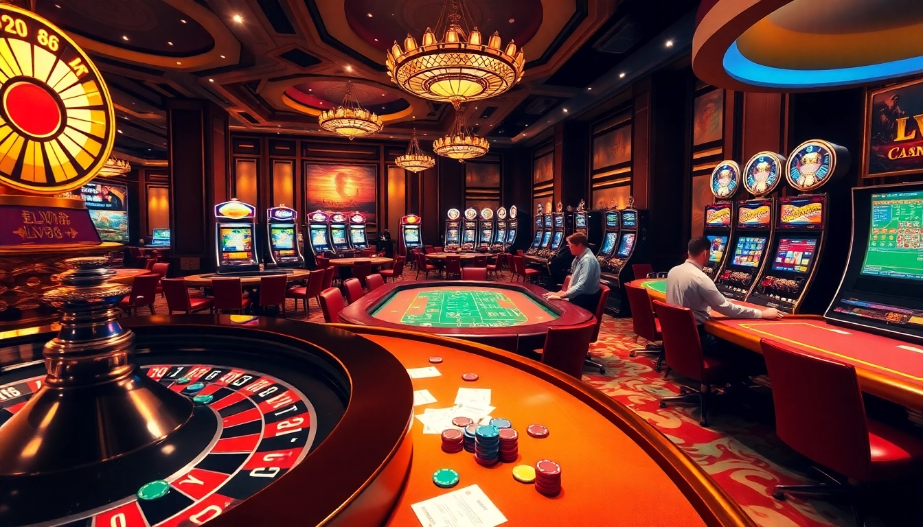 Exciting LV88 casino experience with roulette wheel and poker table action.