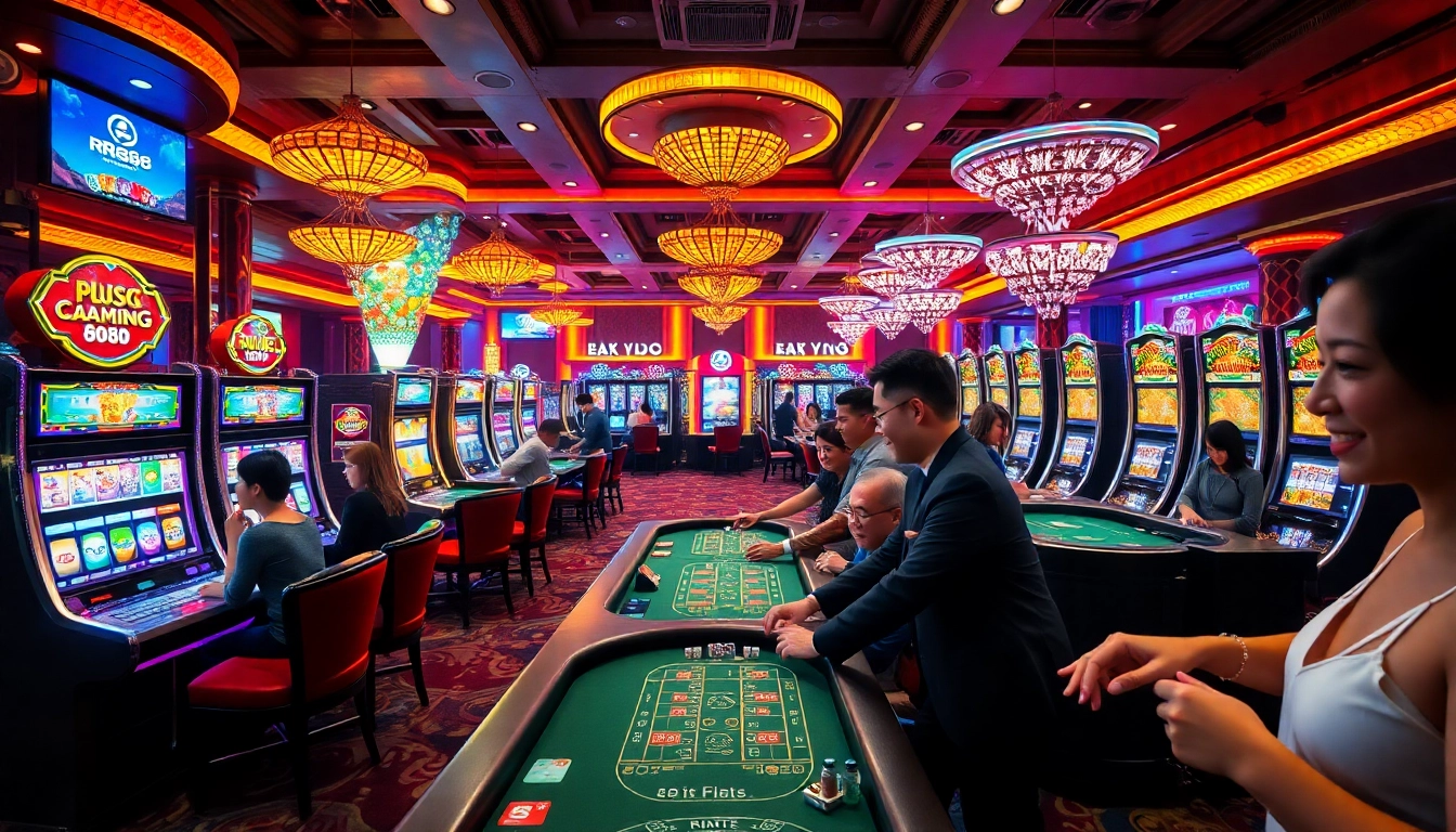 Players enjoying table games at RR88 casino, showcasing excitement and vibrant atmosphere.