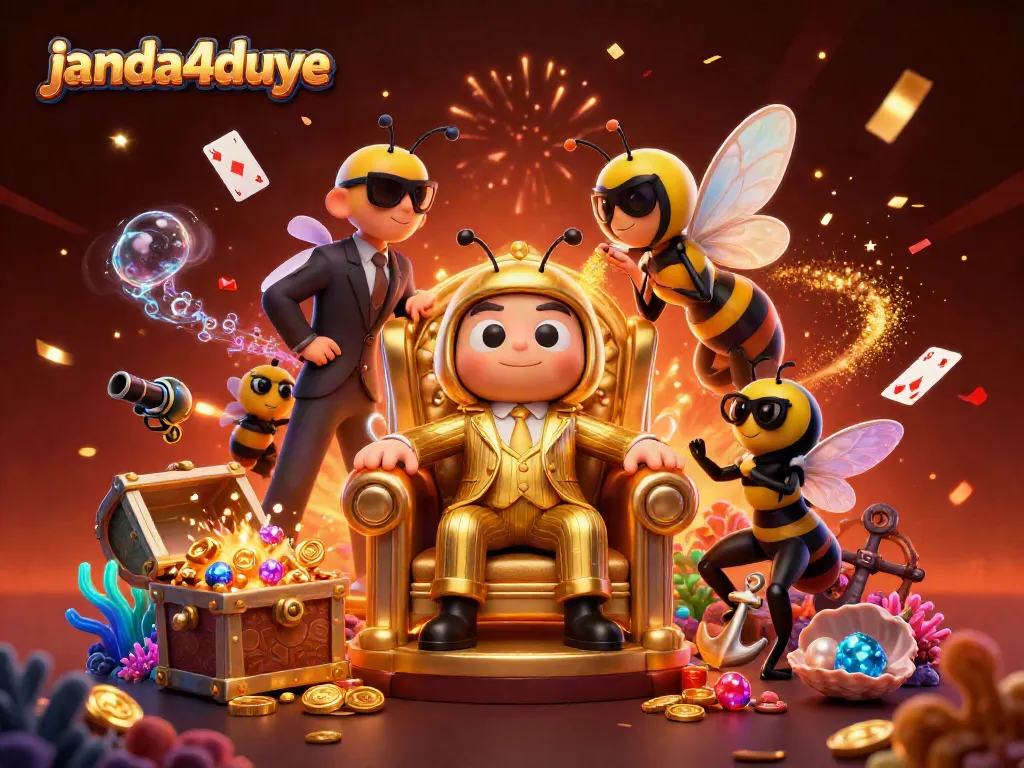 Sensasi bermain janda4duye dengan kasino online premium yang menonjol dalam ilustrasi 3D penuh warna.