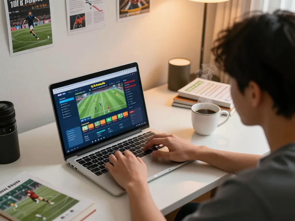 Engaging online sports betting atmosphere with ty le bong da on laptop screen