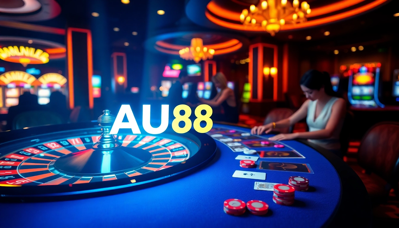 Experience thrilling AU88 online gambling with vibrant casino tables and exciting games.