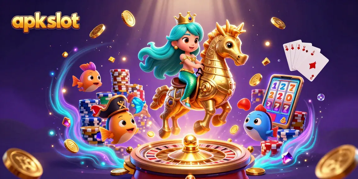Experience thrilling apk slot adventures with a vibrant underwater casino illustration featuring enchanting characters and game elements.