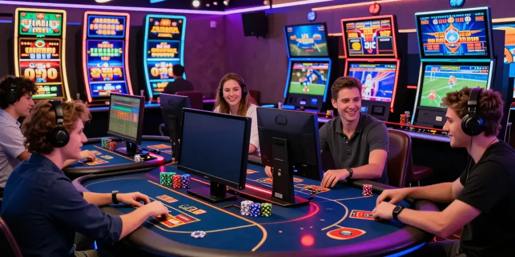Exciting online gaming atmosphere at XX88 with players engaged in casino games.