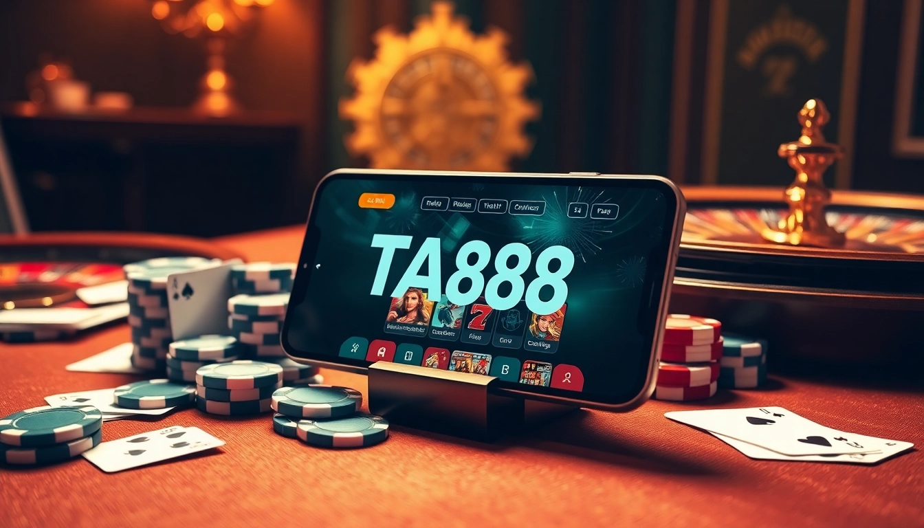 Experience the excitement of winning with the TA88 app, showcasing casino games on a sleek smartphone.