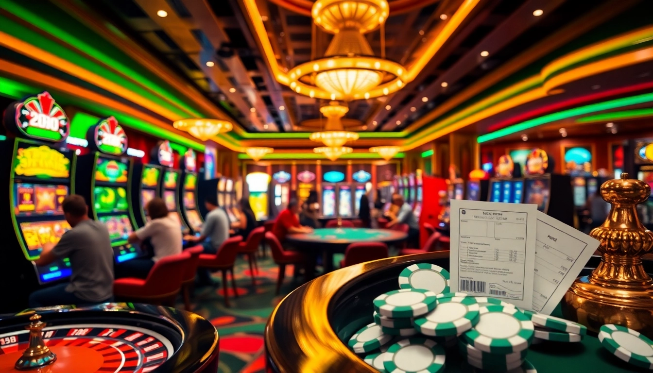 C168 digital casino interface showcasing vibrant slot machines and poker tables amidst an exciting atmosphere.