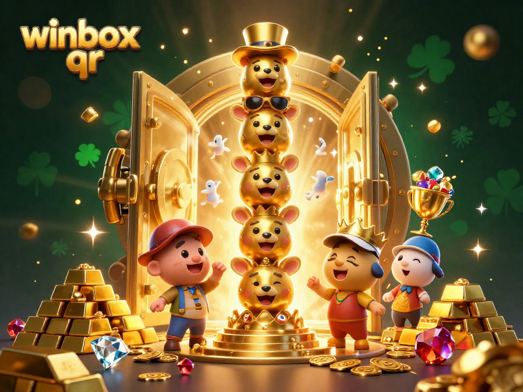 Experience exciting wins at winbox qr with a dynamic 3D casino-themed illustration.