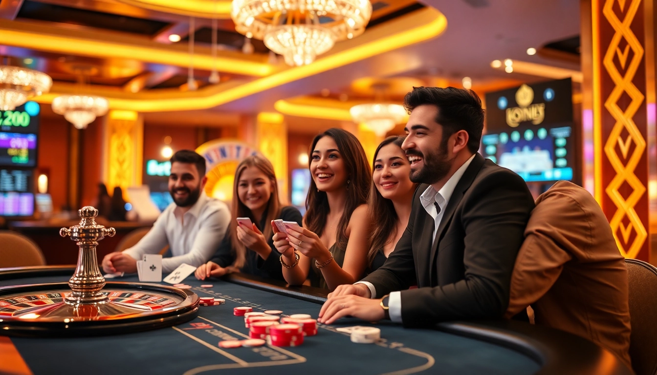 Exciting online gambling scene with players engaged in game bài đổi thưởng at a virtual poker table.