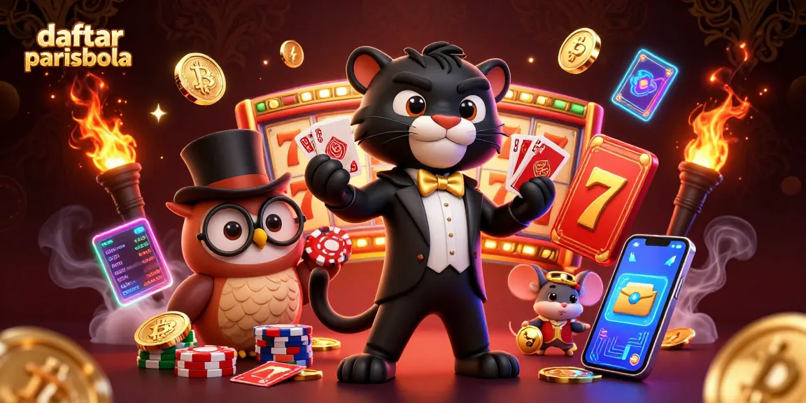 Experience daftar parisbola with a stylish black panther dealer sharing poker chips alongside a charming owl and lucky mouse.
