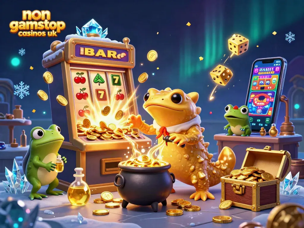 Experience winning at non gamstop casinos uk with vibrant illustrations of gaming excitement.