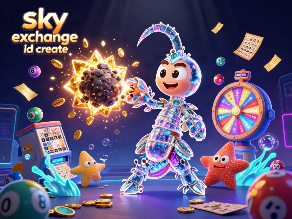 Win big with sky exchange id create featuring vibrant characters and gambling elements in a dynamic casino scene.