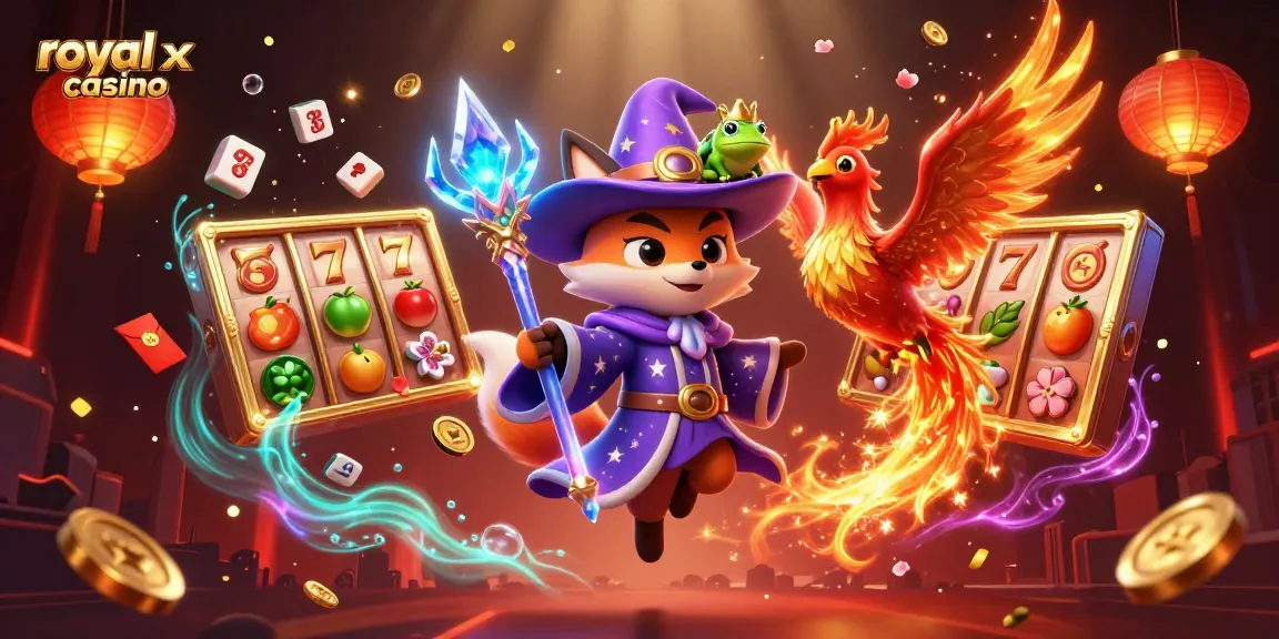 Engage with royal x casino as you experience thrilling slots in a vibrant, colorful 3D environment.