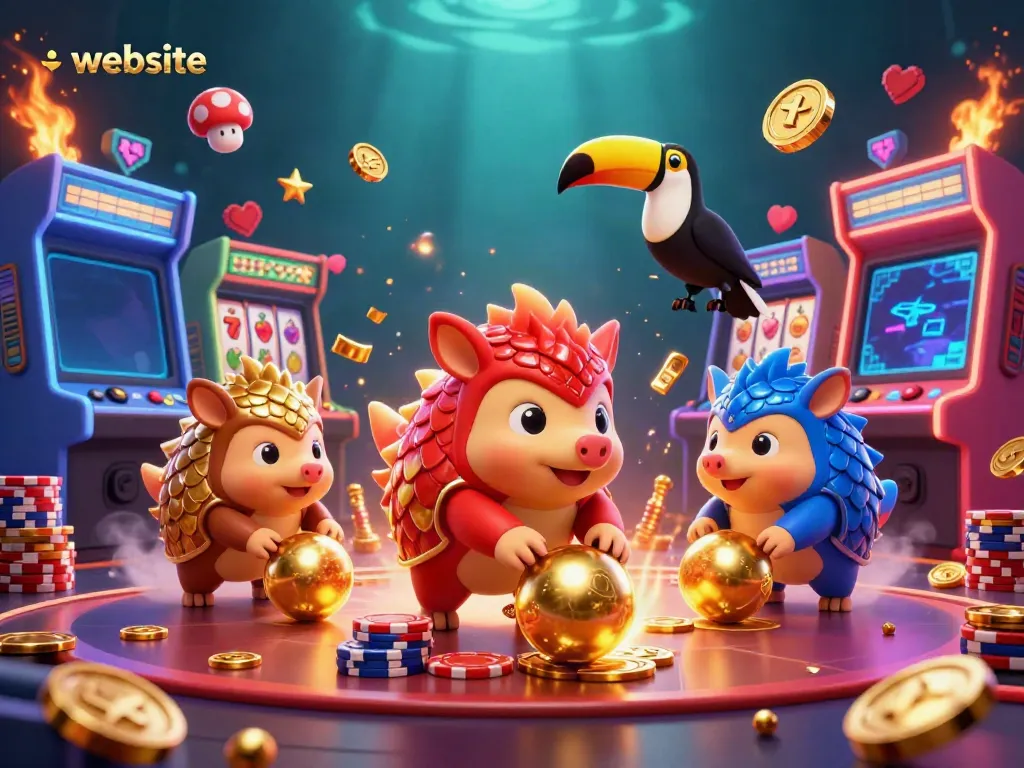 Pasangan pangolin 3D dalam perlombaan judi slot di kasino online, dengan tampilan penuh warna dan elemen permainan.