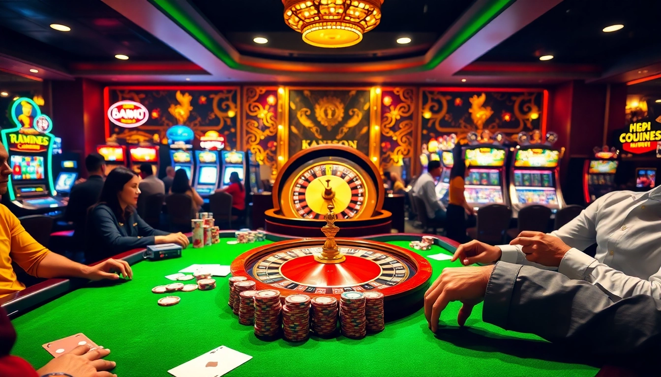 Players enjoying a high-stakes game at RR88's vibrant casino table filled with excitement and chips.