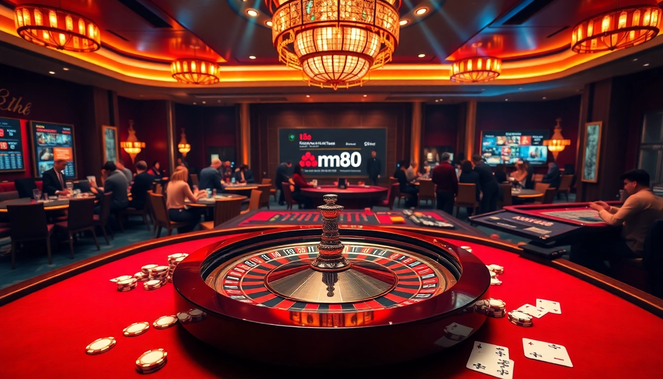 Experience the excitement of gaming at mm88 casino with roulette and poker elements.