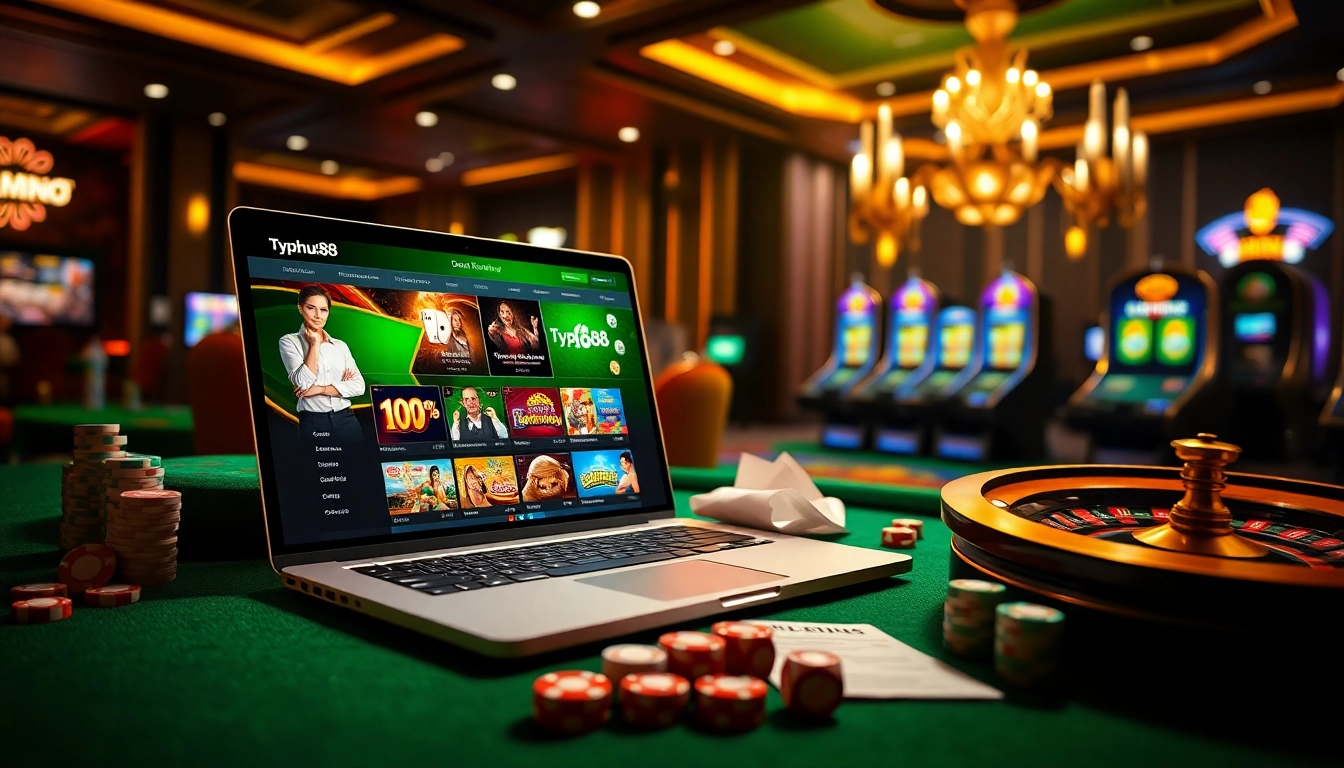 Immerse in the excitement of Typhu88’s online gambling with engaging casino visuals.