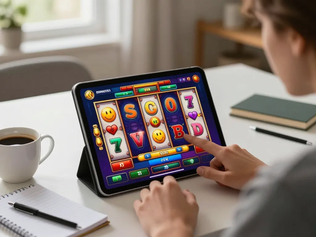Engaging gameplay of slot online on a tablet in a cozy setting