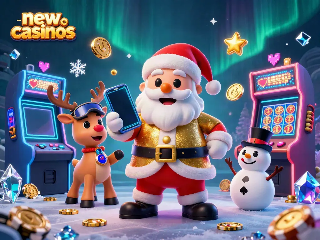 Experience new casinos with Santa and friends amid jackpot slots and vibrant arcade games.
