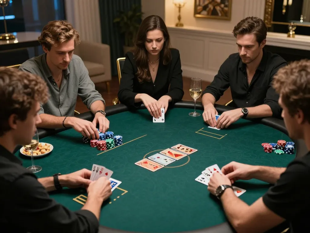 Kuwinfi players engaged in strategic betting during an elite poker night
