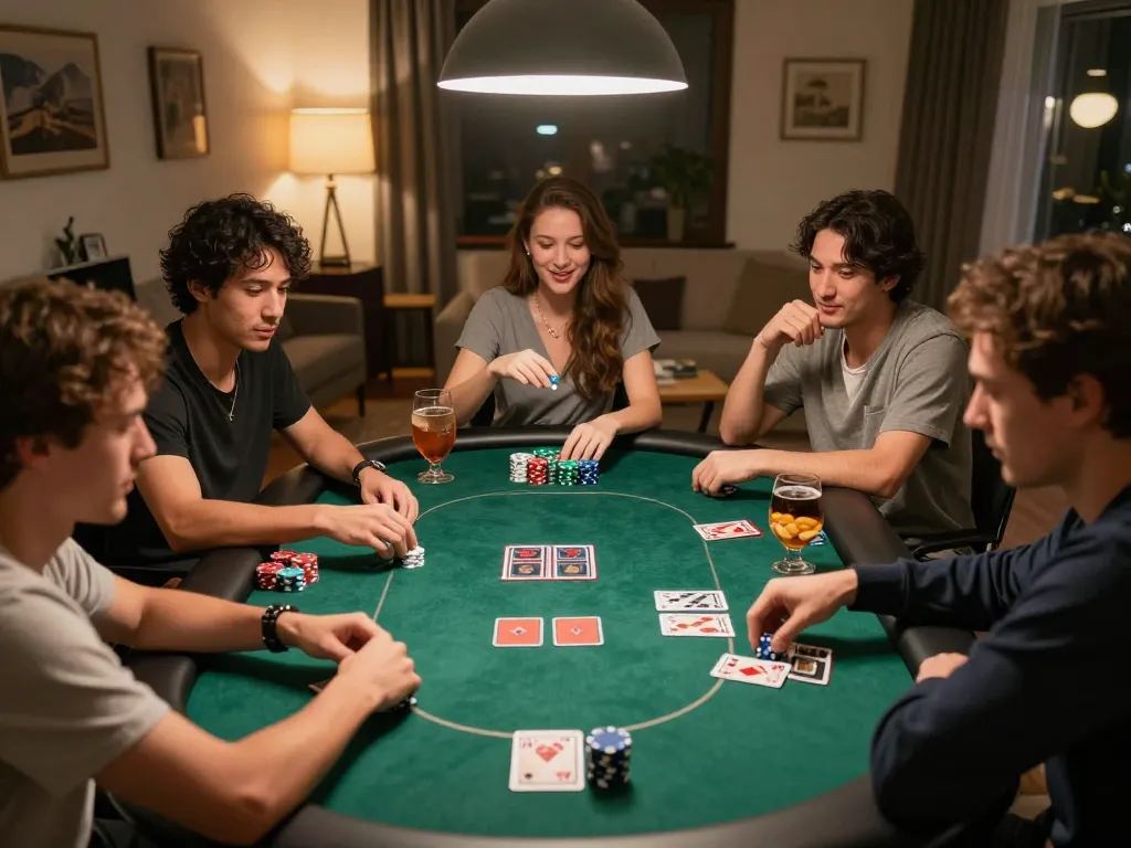 Experience friendly poker games with friends at home, capturing moments of strategic gameplay at taixiusunwin.art.