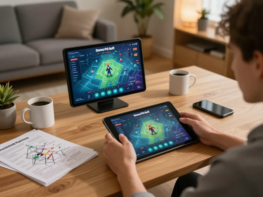 Memainkan permainan Demo PG Soft di tablet di tengah lingkungan rumah yang nyaman mendorong permainan yang bertanggung jawab.