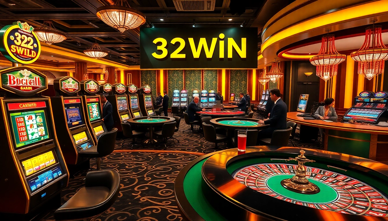 Experience the thrill of gambling at 32WIN, with lively slot machines and poker tables.