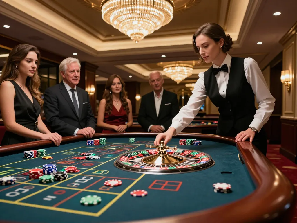Watch players engage at a roulette table showcasing 9bet's thrilling casino experience.