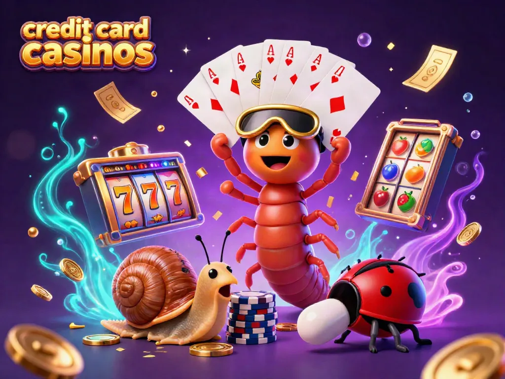Experience credit card casinos with a 3D dealer surrounded by exciting game elements in a vibrant scene.