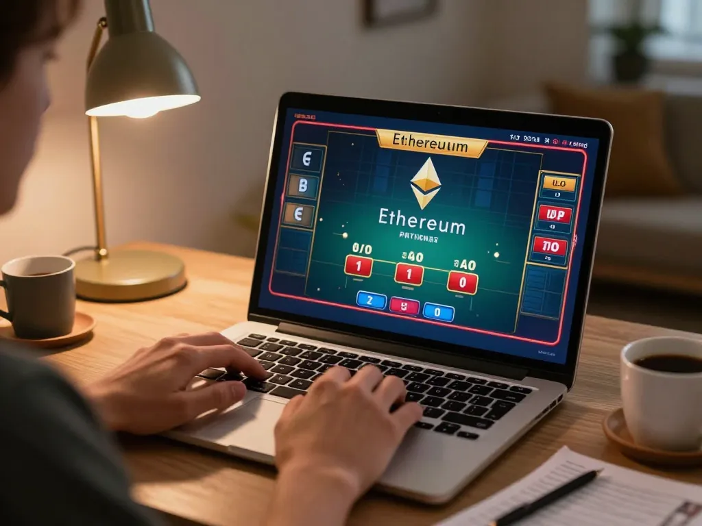 Play with Ethereum while enjoying live dealer blackjack in a cozy home office.