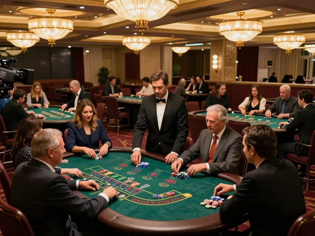 TT88 players enjoying blackjack strategy in a luxurious casino setting, dynamic gameplay captured