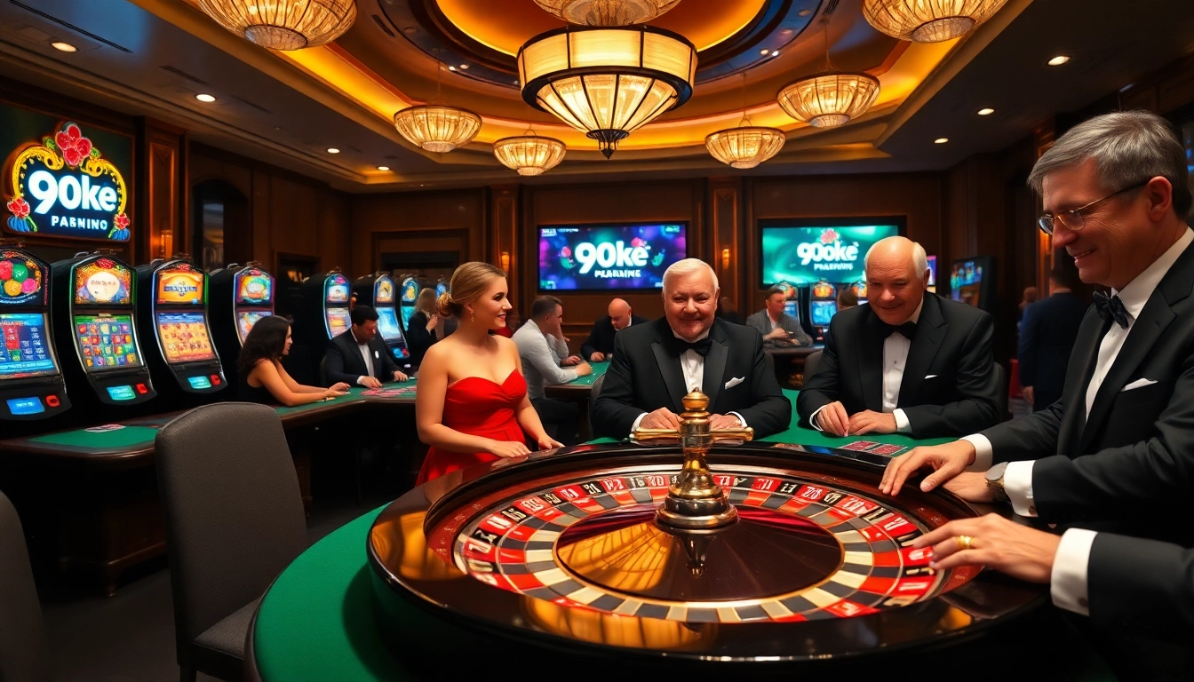 Experience the thrill of high-stakes gambling at 99oke casino with vibrant slot machines and elegant players.