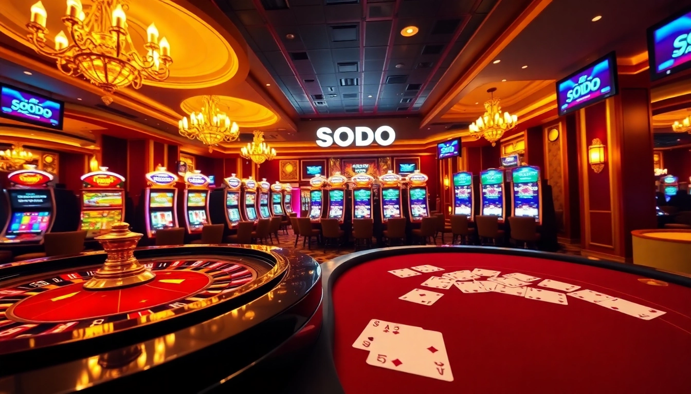 Enjoy thrilling games at SODO CASINO with a vibrant casino atmosphere and luxury decor.