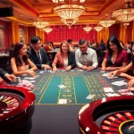 Players engaging in exciting casino games at qh88 with vibrant chips and cards in action.