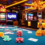 Experience thrilling action at tg88 with vibrant casino gaming tables and slot machines.