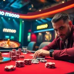 Experience the excitement of mmoo gaming at a vibrant casino table with high-stakes poker and roulette.