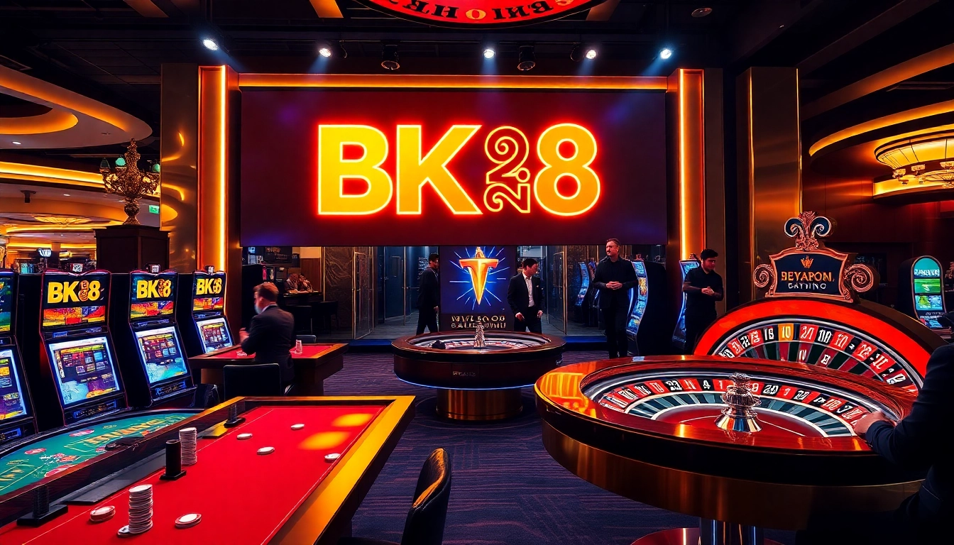Experience excitement with เว็บตรง bk8 at a vibrant online casino featuring roulette and slot machines.